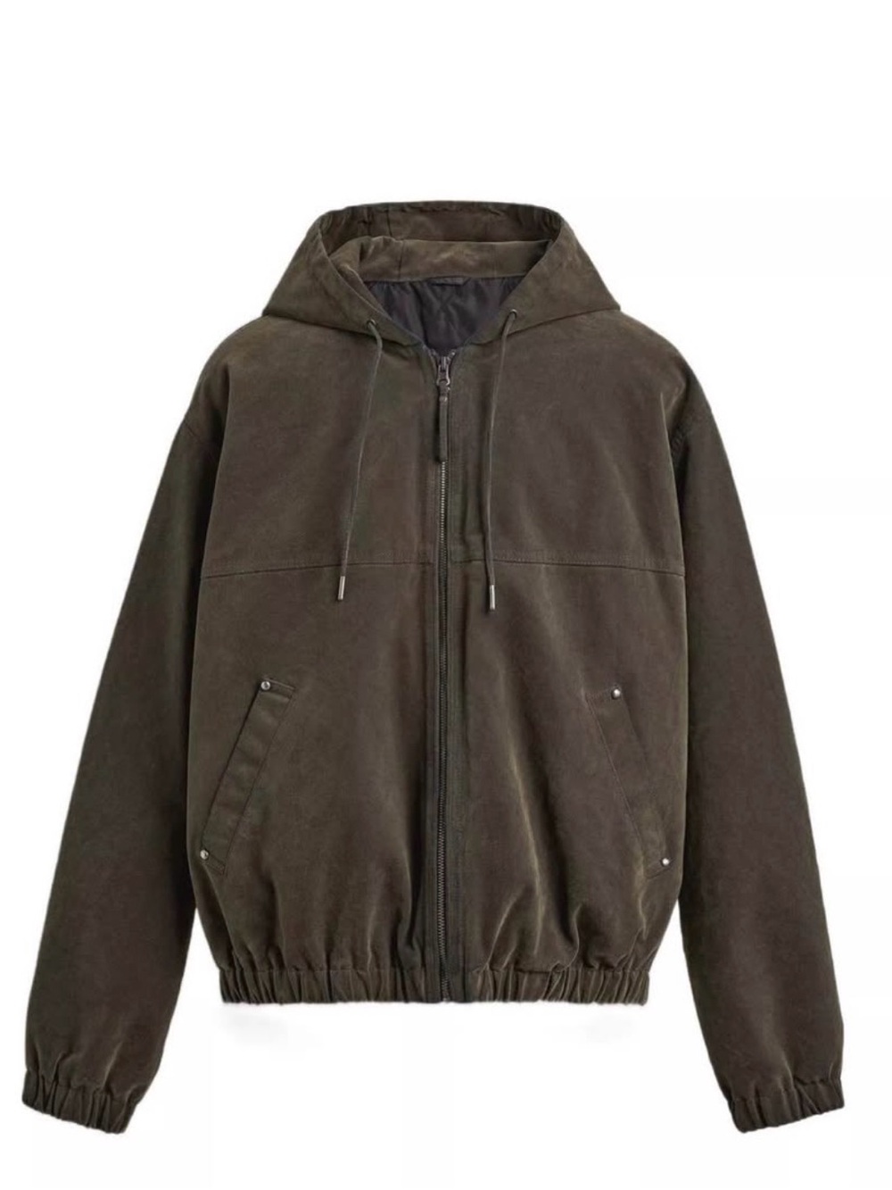 Zara Olive Green Hooded Bomber Jacket
